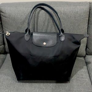 Le Pliage Neo Longchamp Black On Black Shoulder Bag